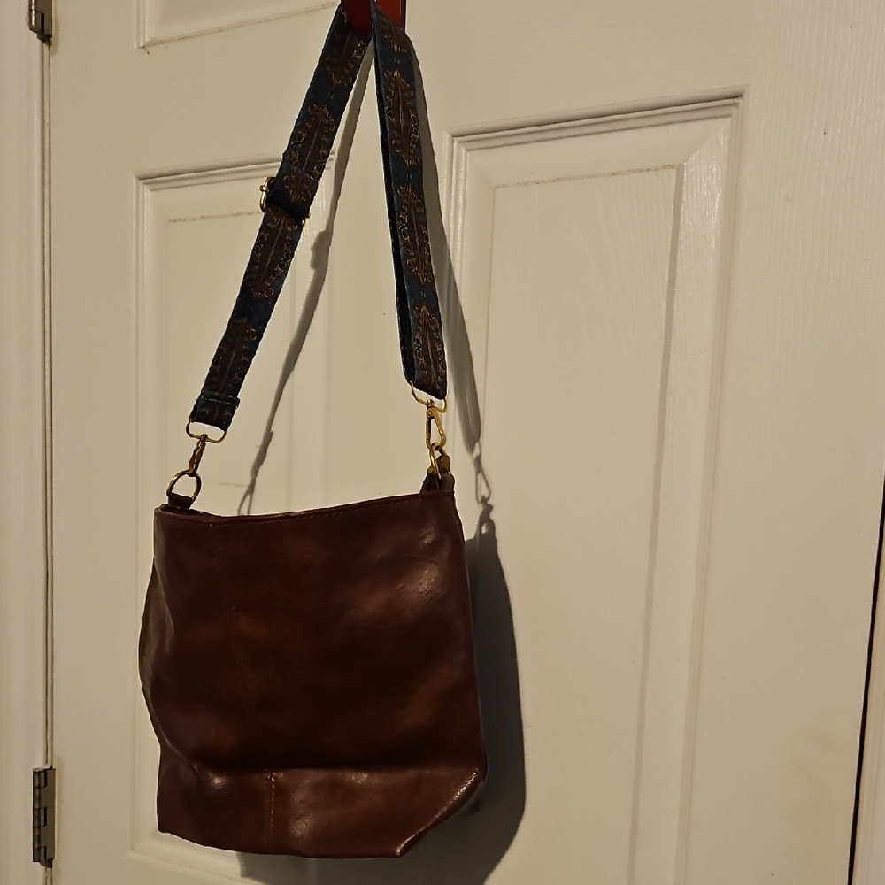 Bundle 5 Items For $25 - Crossbody Bag with Patterned Strap - Brown